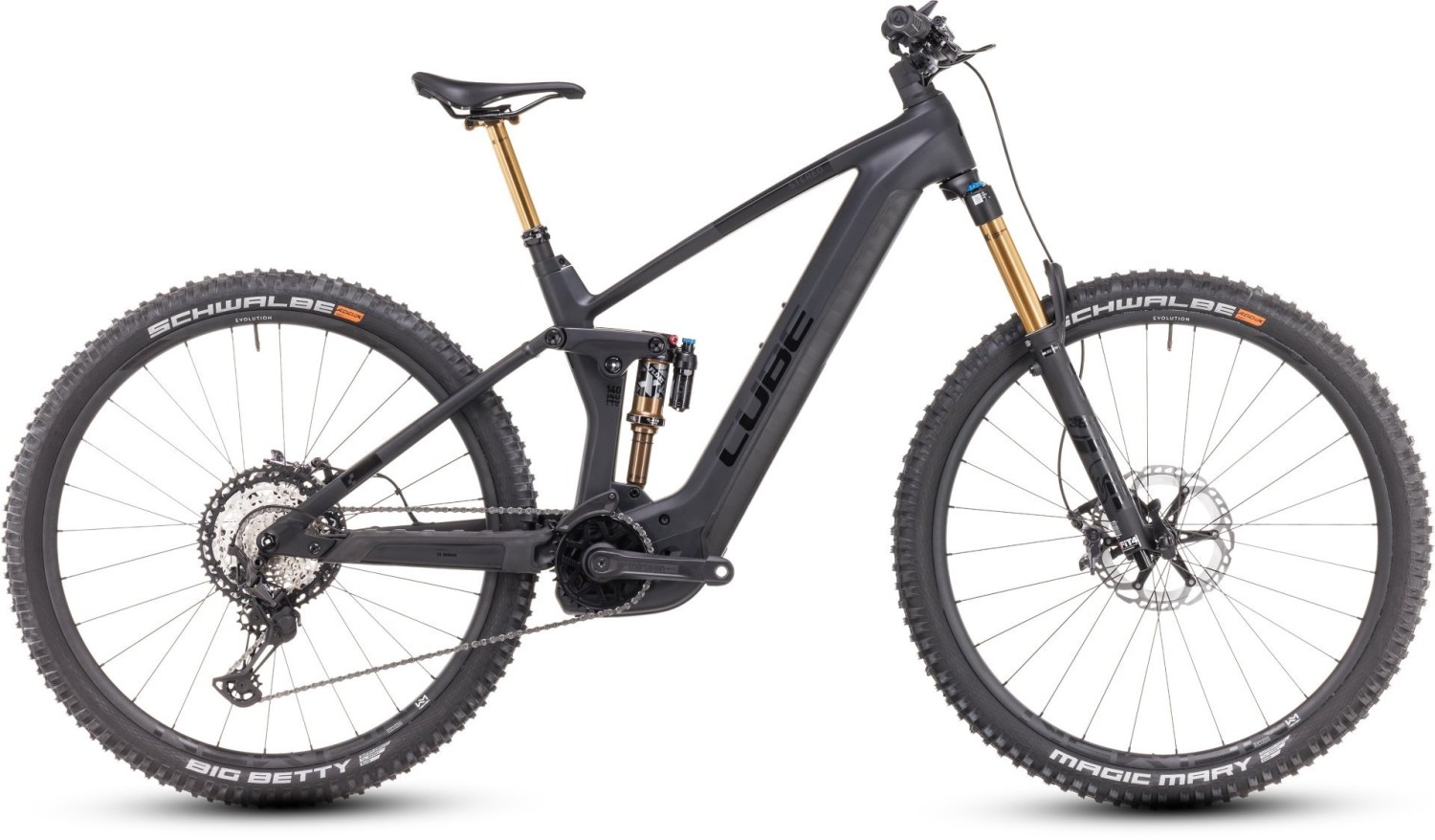 Buy the new Cube Stereo Hybrid 140 HPC Action Team 2024 Carbon Black eMTB with free shipping Freeborn Bikes