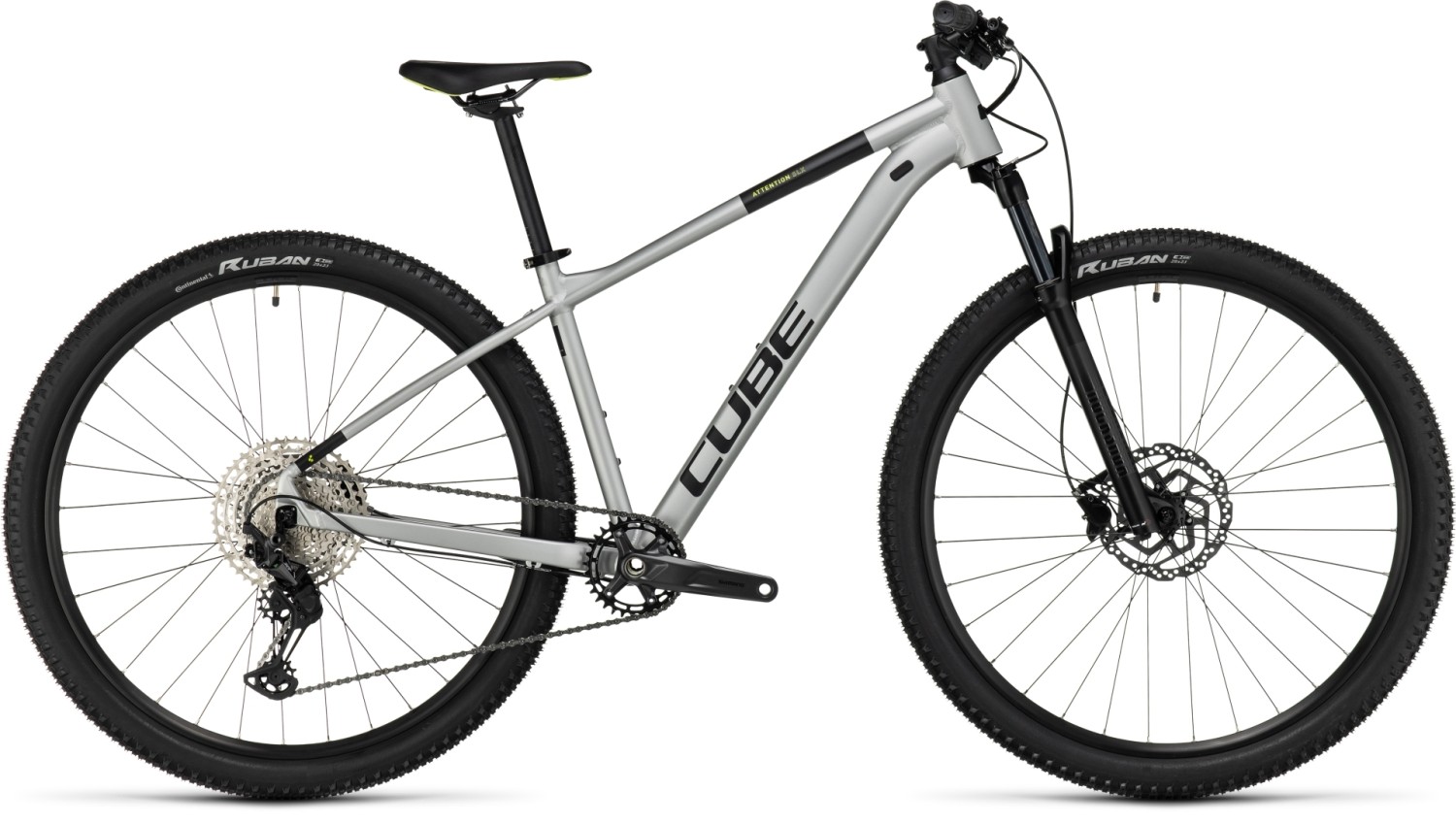 Buy the new Cube Attention SLX 2023 Silver Lime Mountain Bike with free shipping Freeborn Bikes