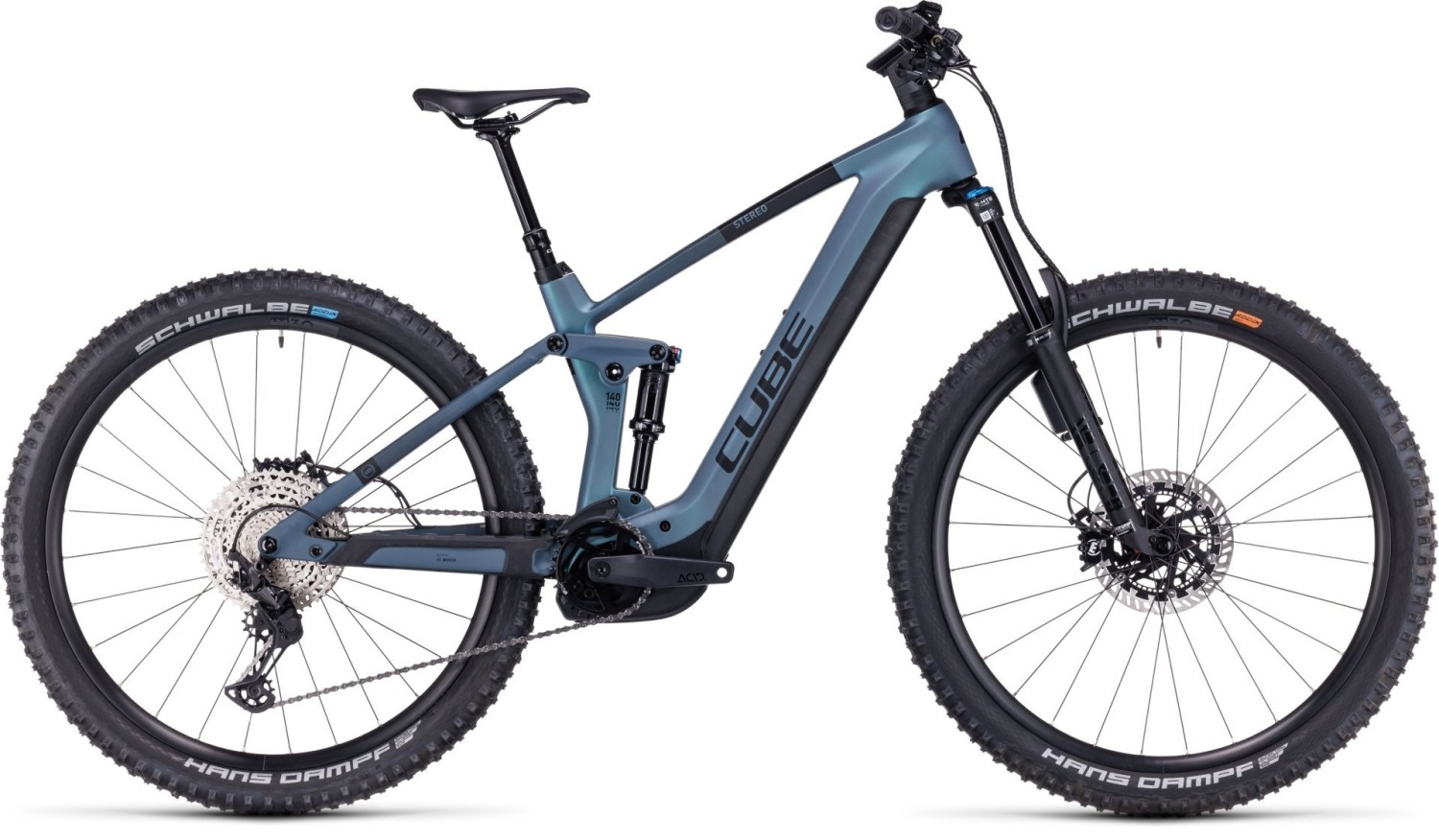 Buy the new Cube Stereo Hybrid 140 HPC ABS 2023 Smaragd Blue eMTB with free shipping Freeborn Bikes