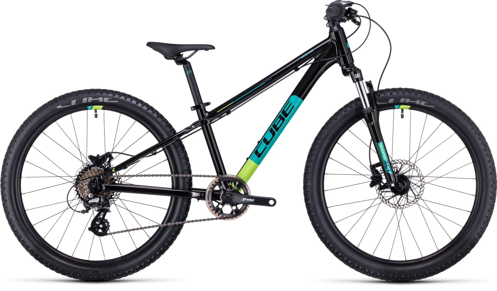 Buy the new Cube Acid 240 Disc 2023 Black Green 24 Kids Bike with free shipping Freeborn Bikes